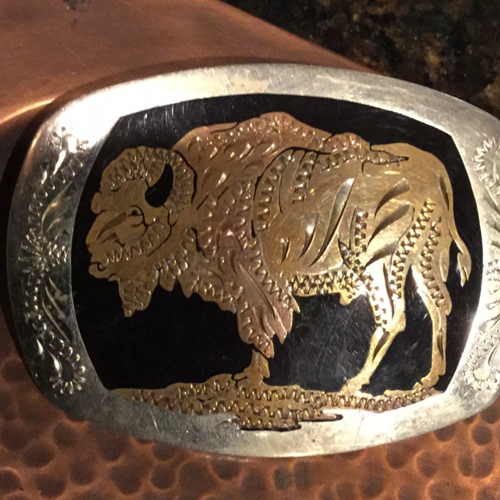 Buffalo vintage collector belt buckle estate western ranch cowgirl chic Arizona - Picture 4 of 7